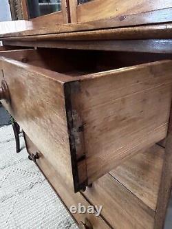 Stunning Large Victorian Mahogany Glazed Bookcase Over Chest With key Delivery