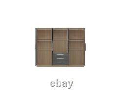 Stylish Modern 6 Door Mirrored LARGE Wardrobe, High Gloss LIGHT GREY, 3 Drawers