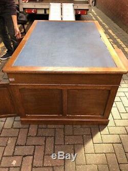 Superb, vintage, old Large Partners Desk, Solid Oak, Drawers, Doors