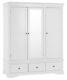 Sussex White Painted 3 Door 3 Drawer Wardrobe / Large White Triple Robe / New