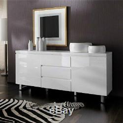 Sydney 2 Door Large Sideboard In High Gloss White With 3 Drawer