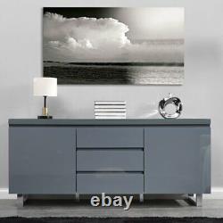 Sydney Large High Gloss Sideboard With 2 Door 3 Drawer In Grey