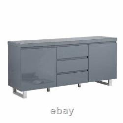 Sydney Large High Gloss Sideboard With 2 Door 3 Drawer In Grey