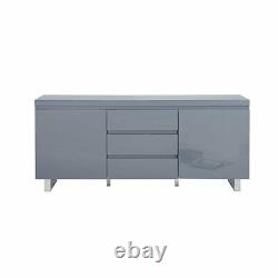 Sydney Large High Gloss Sideboard With 2 Door 3 Drawer In Grey