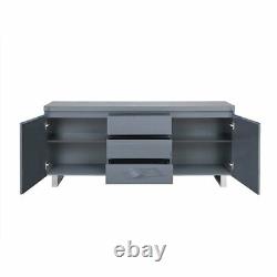 Sydney Large High Gloss Sideboard With 2 Door 3 Drawer In Grey