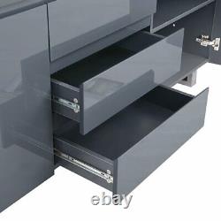 Sydney Large High Gloss Sideboard With 2 Door 3 Drawer In Grey