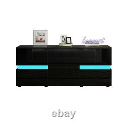 TV Unit Cabinet Large Storage Wood Sideboard Side Table LED Light High Gloss Set
