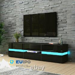 TV Unit Cabinet Large Storage Wood Sideboard Side Table LED Light High Gloss Set