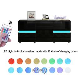 TV Unit Cabinet Large Storage Wood Sideboard Side Table LED Light High Gloss Set