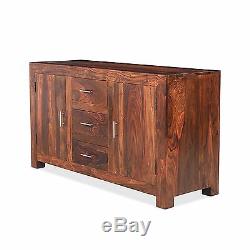 Taj solid sheesham furniture large two door three drawer sideboard