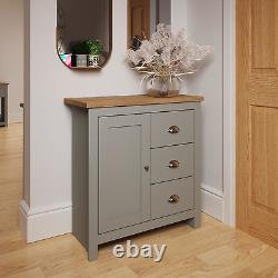 Timber Art Design UK Lisbon 1 Door 3 Drawer Storage Cabinet Sideboard Grey for