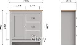 Timber Art Design UK Lisbon 1 Door 3 Drawer Storage Cabinet Sideboard Grey for