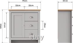 Timber Art Design UK Lisbon 1 Door 3 Drawer Storage Cabinet Sideboard Grey for