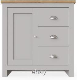 Timber Art Design UK Lisbon 1 Door 3 Drawer Storage Cabinet Sideboard Grey for