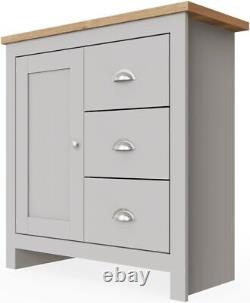 Timber Art Design UK Lisbon 1 Door 3 Drawer Storage Cabinet Sideboard Grey for