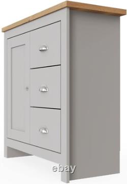 Timber Art Design UK Lisbon 1 Door 3 Drawer Storage Cabinet Sideboard Grey for