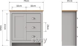 Timber Art Design UK Lisbon 1 Door 3 Drawer Storage Cabinet Sideboard Grey for M