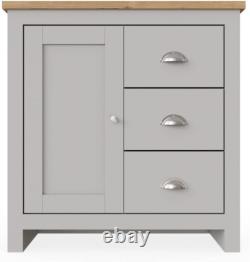 Timber Art Design UK Lisbon 1 Door 3 Drawer Storage Cabinet Sideboard Grey for M