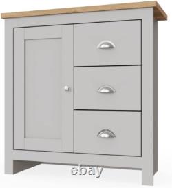 Timber Art Design UK Lisbon 1 Door 3 Drawer Storage Cabinet Sideboard Grey for M
