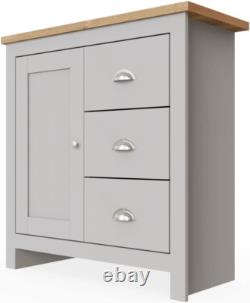 Timber Art Design UK Lisbon 1 Door 3 Drawer Storage Cabinet Sideboard Grey for M