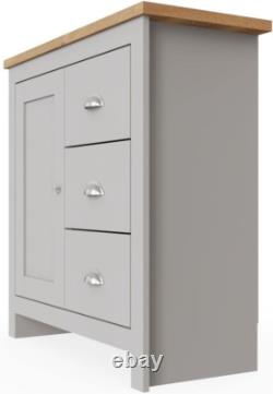Timber Art Design UK Lisbon 1 Door 3 Drawer Storage Cabinet Sideboard Grey for M