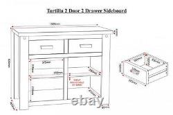 Tortilla 2 Door 2 Drawer Sideboard in Distressed Waxed Pine