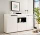 Trinity Large Tall Sideboard in White Gloss and Black With Drawers and Cupboards