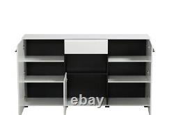 Trinity Large Tall Sideboard in White Gloss and Black With Drawers and Cupboards