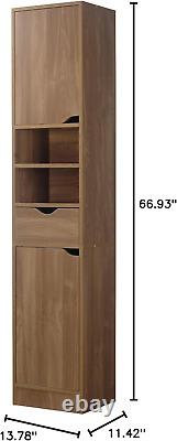 URBNLIVING Ventura Wooden Tall 2 Door 1 Drawer Shelves Bathroom Cabinet Storage