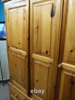 USED DOVETAILED LARGE SOLID WOOD 2DOOR 5DRAWER WARDROBE H211 W162cm- SEE SHOP