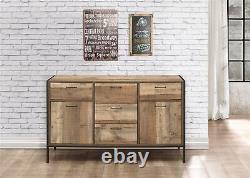 Urban Rustic Industrial 2 Door 5 Drawer Large Sideboard Furniture Storage