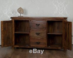 Valencia Large Sideboard 2 Door 3 Drawer Dark Solid Sheesham Rosewood