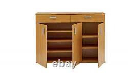 Venetia Large 3 Door 2 Drawer Slim Shoe Cabinet with 5 Shelves Oak UK SELLER