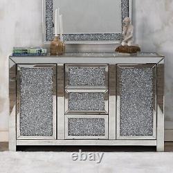 Venetian Crushed Diamond Sideboard 3 Drawers 2 Doors Living Room Media Unit