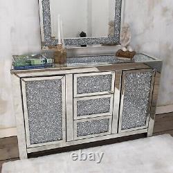 Venetian Crushed Diamond Sideboard 3 Drawers 2 Doors Living Room Media Unit