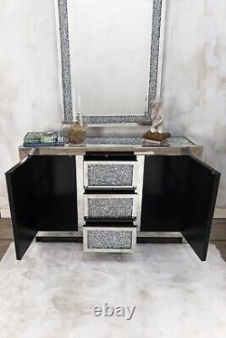 Venetian Crushed Diamond Sideboard 3 Drawers 2 Doors Living Room Media Unit