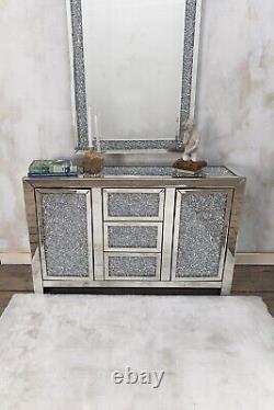 Venetian Crushed Diamond Sideboard 3 Drawers 2 Doors Living Room Media Unit