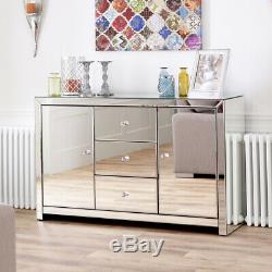 Venetian Mirrored Large Sideboard Living Dining 2 Door Cupboard 3 Drawers TFM6