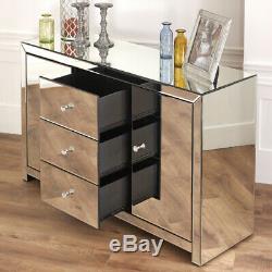 Venetian Mirrored Large Sideboard Living Dining 2 Door Cupboard 3 Drawers TFM6