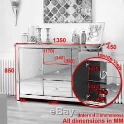 Venetian Mirrored Large Sideboard Living Dining 2 Door Cupboard 3 Drawers TFM6