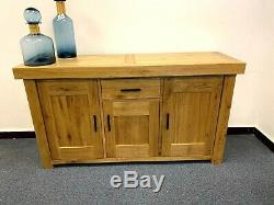 Very Large New Boxed Contemporary Heavy Oak 3 Door 3 Drawer Sideboard