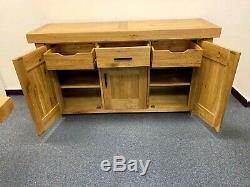 Very Large New Boxed Contemporary Heavy Oak 3 Door 3 Drawer Sideboard