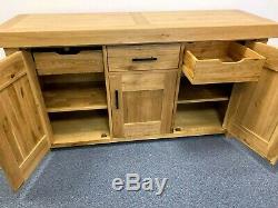 Very Large New Boxed Contemporary Heavy Oak 3 Door 3 Drawer Sideboard