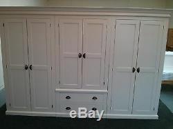 Victorian 6 Door 2 Drawer Ex Large Wardrobe Cream With Rustic Cup Handles