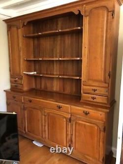 Victorian Antique Vintage Large Pine Satinwood Welsh Dresser Chest Cabinet Brass