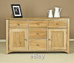 Vincent solid oak furniture large three door three drawer sideboard