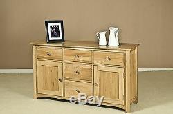 Vincent solid oak furniture large three door three drawer sideboard