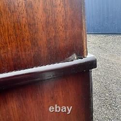 Vintage Dark Oak Display Unit With Carved Drawers, Large Dresser, Glass Doors