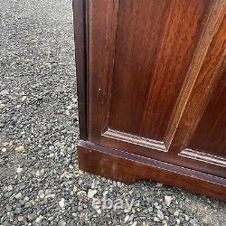 Vintage Dark Oak Display Unit With Carved Drawers, Large Dresser, Glass Doors