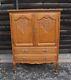 Vintage French Carved Oak 2 Door/2 Drawer Large Side Cabinet (con820)